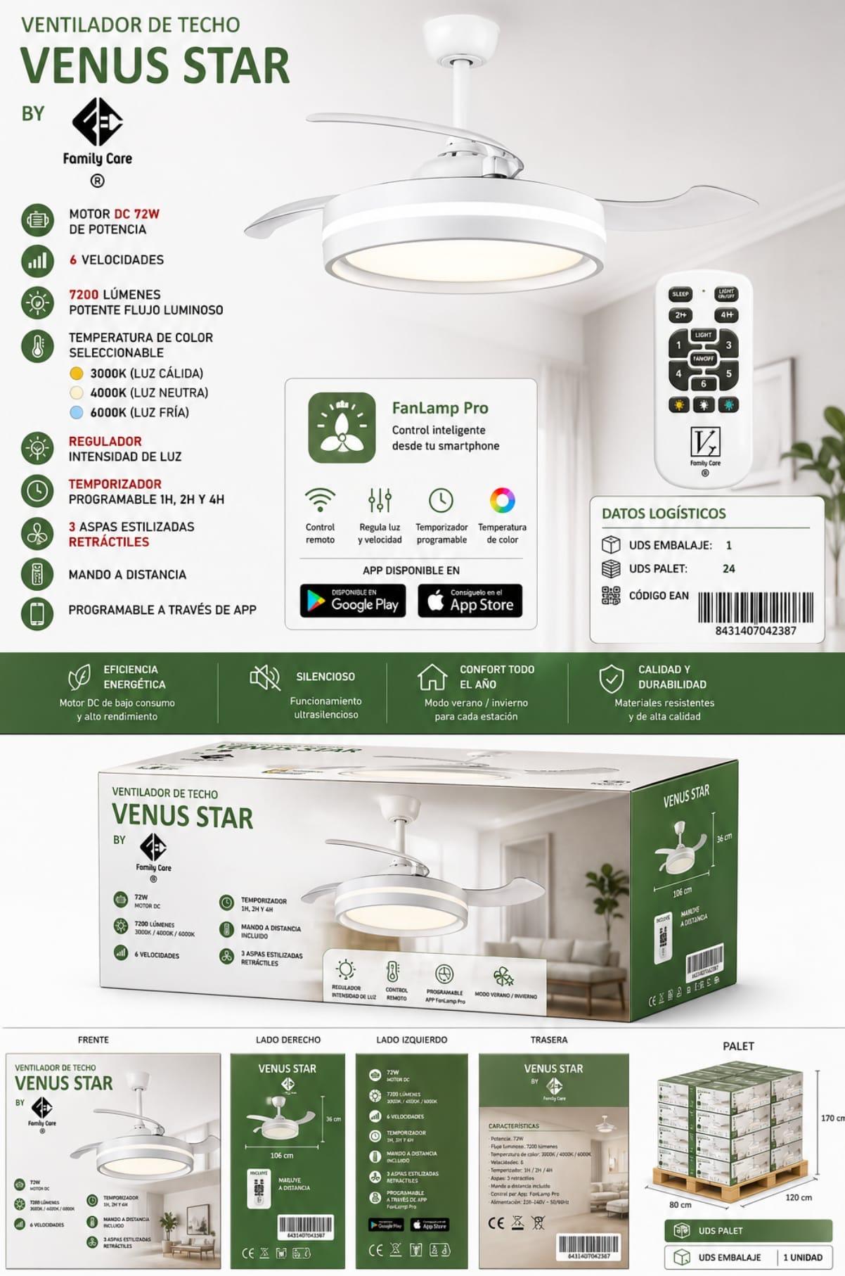 Ventilador de techo con lampara