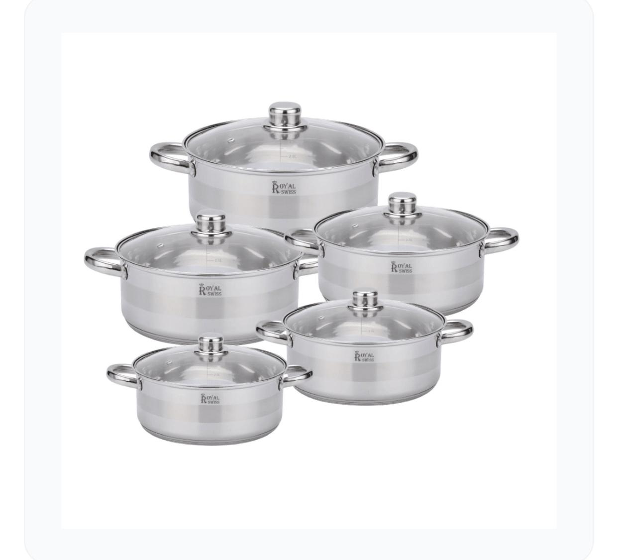 Batería de Cocina de 10 Piezas – Acero Inoxidable