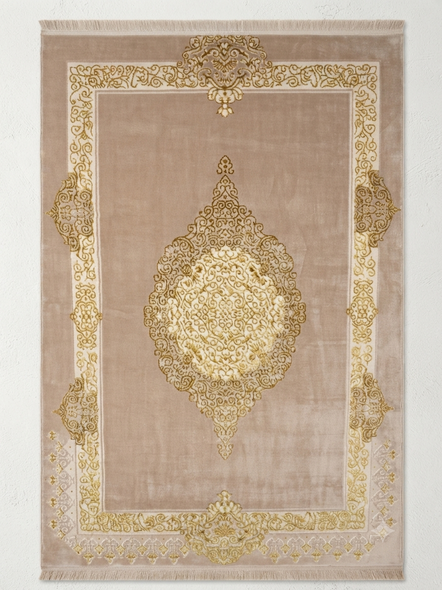 Alfombra Clásica Medallón Dorado - Elegancia Neoclásica