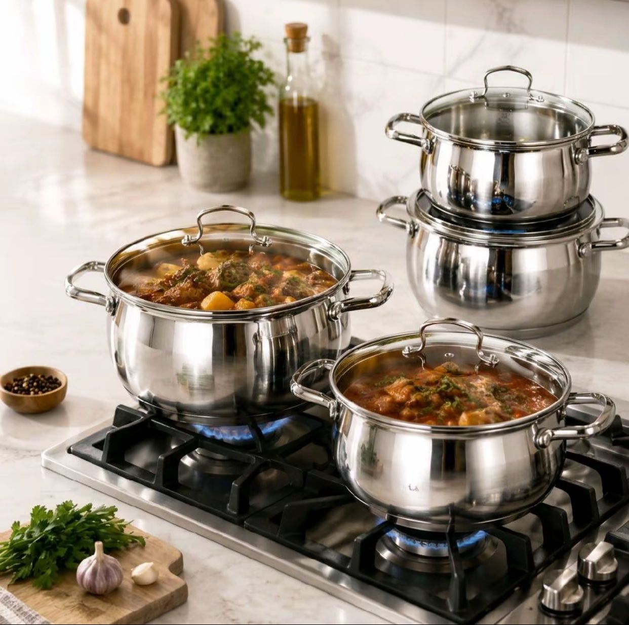 Batería de Cocina de 10 Piezas – Acero Inoxidable